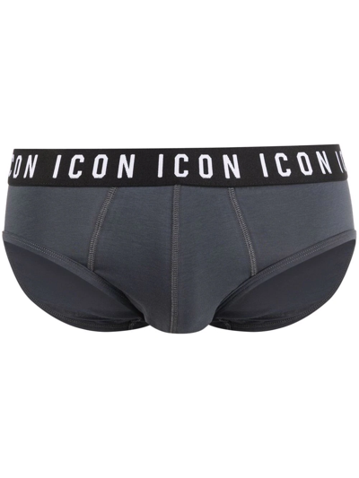Dsquared2 Logo-waistband Briefs In Grey