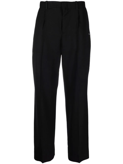Our Legacy Borrowed Pleated Wool Straight-leg Trousers In Black Panama Wool