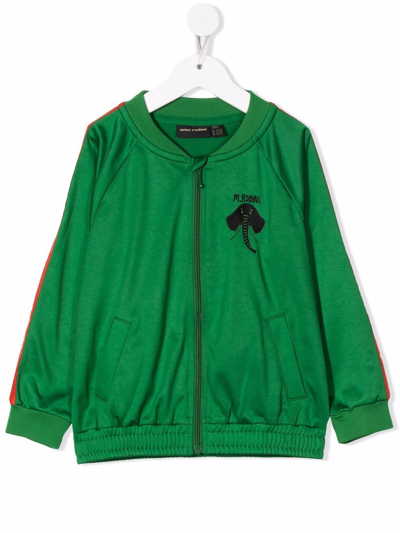 Mini Rodini Kids' Logo-embroidered Bomber Jacket In Green
