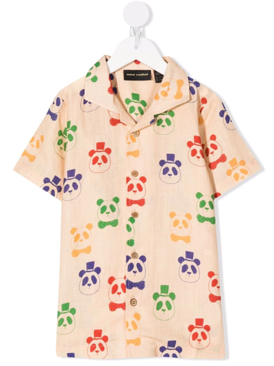 Mini Rodini Kids' Panda-print Shirt In Neutrals