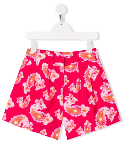 Pinko Kids' Paisley-print Shorts In Pink