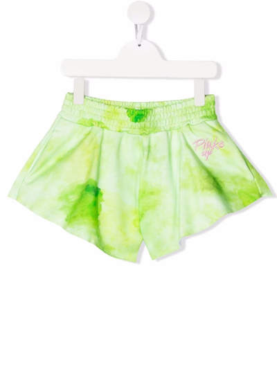 Pinko Teen Logo Tie-dye Shorts In Green