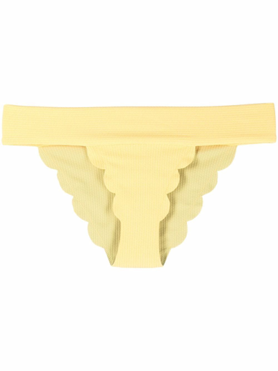 Marysia Scallop-edge Bikini Bottoms In Yellow