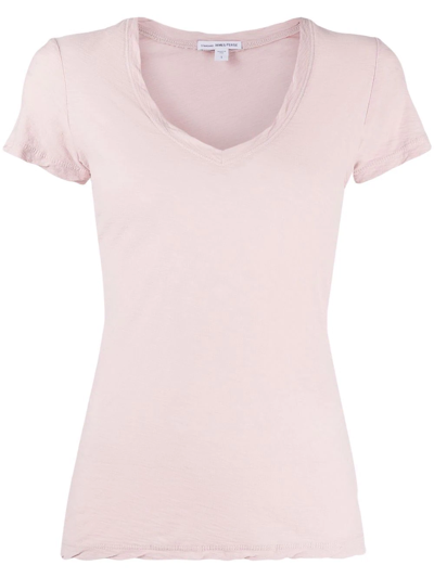 James Perse V-neck Fitted T-shirt In Pink
