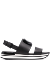 Hogan H222 Logo-plaque Sandals In Black