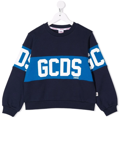 Gcds Kids Navy Logo Sweatshirt In 40016 Navy Blue