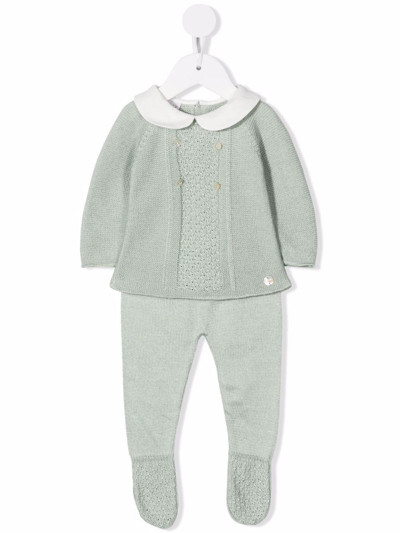 Paz Rodriguez Babies' Fine-knit Two-piece Tracksuit In Green