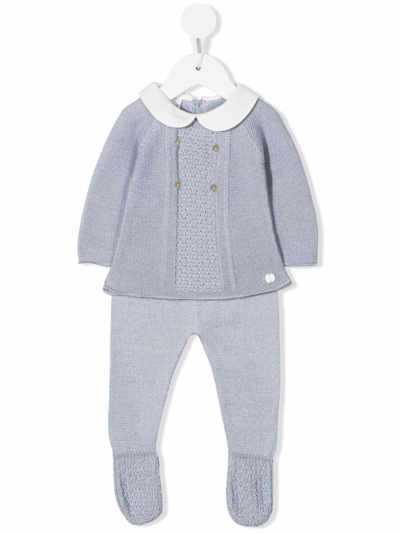 Paz Rodriguez Babies' Fine-knit Two-piece Tracksuit In Blue