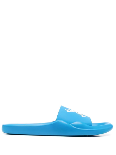 Kenzo Men's Logo Pool Slide Sandals In Light Blue