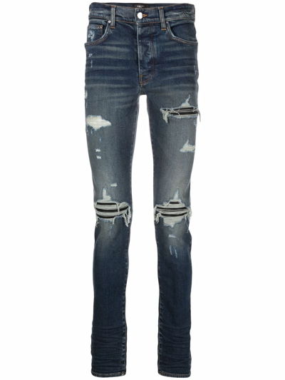 Amiri Depp Indigo Ripped Skinny Jeans In Blue