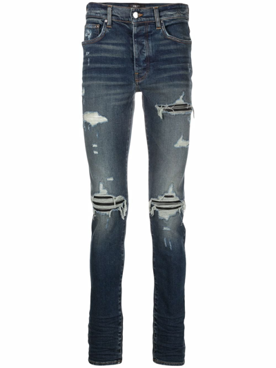 Amiri Mens Medium Indigo Crane Mx1 Tapered-leg Stretch-denim Blend Jeans In Blue