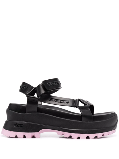 STELLA MCCARTNEY TRACE LOGO-EMBOSSED FLATFORM SANDALS