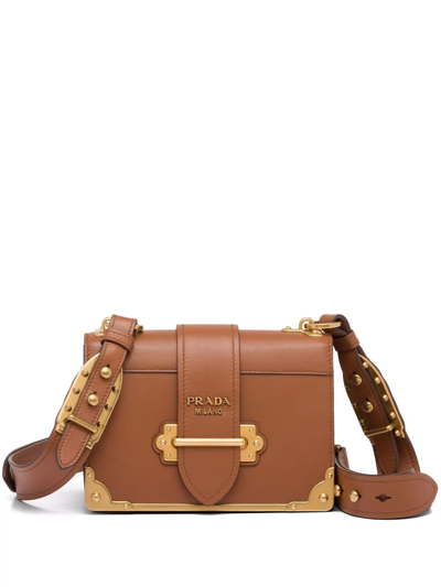 Prada Cahier Shoulder Bag In Brown