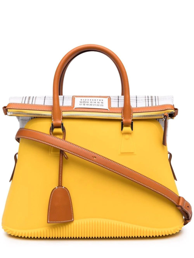 Maison Margiela 5ac Leather-trimmed Rubber Tote In Yellow