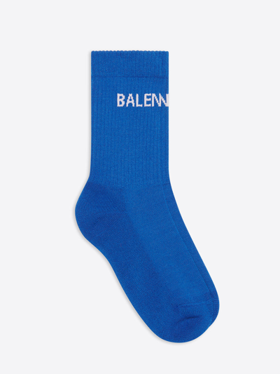 Balenciaga Men's Logo Tennis Socks In Blue