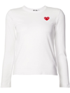 Comme Des Garçons Play Comme Des Garcons Play White Heart Patch Long Sleeve T-shirt In White