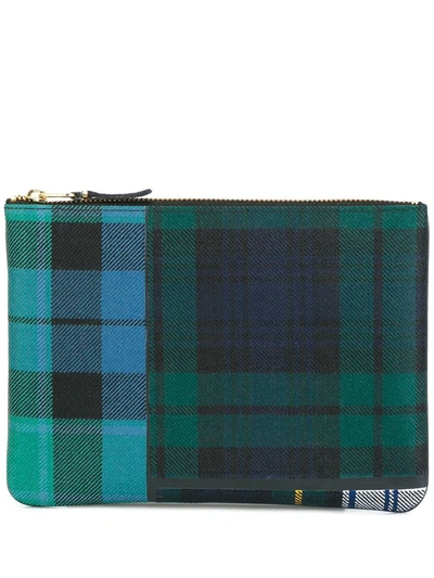 Comme Des Garçons Check Pattern Clutch Bags In Green