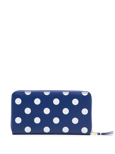 Comme Des Garçons Polka Dot Wallet Accessories In Blue