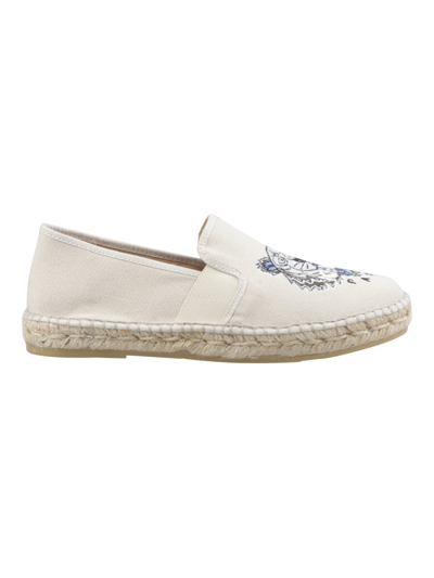 Kenzo Tiger Embroidered Espadrilles In White