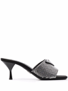 Prada Crystal Embellished Open-toe Pumps In Metallic