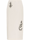 Prada Sailor Tattoo Printed Cotton Skirt In Nude &amp; Neutrals