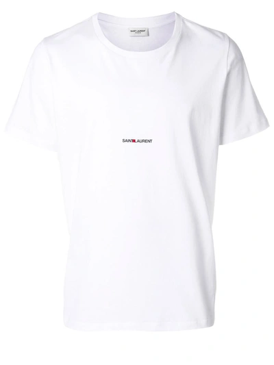 Saint Laurent White Cotton Logo T-shirt In Nocolor