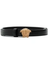 Versace Medusa Head Leather Belt In Black