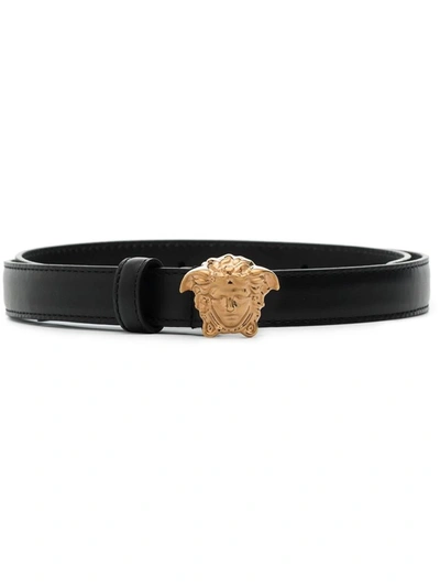 Versace Medusa Head Leather Belt In Black