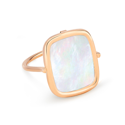 Ginette Ny Rose Gold White Mother-of-pearl Antiqued Ring In Pink Gold