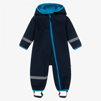 Playshoes Babies' Navy Fleece-lined Rain Suit In Blue