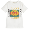 GUCCI WHITE COTTON LOGO T-SHIRT