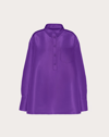 Valentino Oversized Silk-faille Shirt In Purple