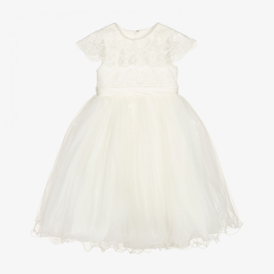 Sarah Louise Kids' Girls Ivory Lace Cape Collar Dress