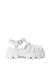 Prada Soft Cage Rubber Sandals In Bianco
