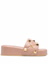 Valentino Roman Stud Flatform Slide Sandals In Pink