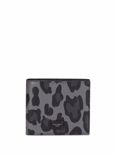 Dolce & Gabbana Leopard-print Wallet In Grey