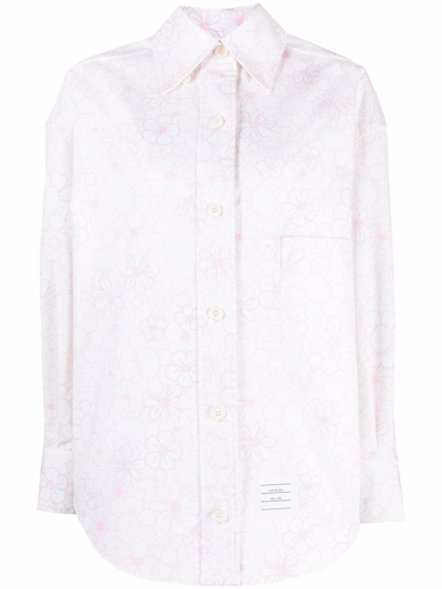 Thom Browne Floral Embroidered Panelled Shirt In Mixed Colours