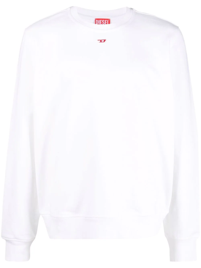 Diesel S-ginn-d Logo-patch Sweatshirt In White
