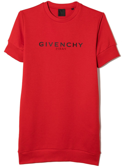 Givenchy Kids' Trompe L'oeil Logo-print T-shirt Dress In Red