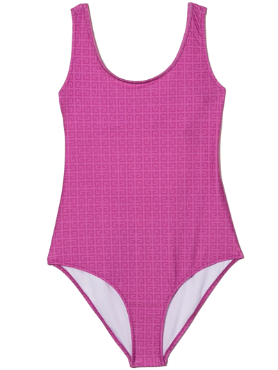Givenchy Kids' 4g-print Cut-out Swimsuit In Pink