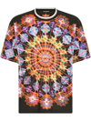 Dolce & Gabbana Multicolor Kaleidoscope Men Short Sleeves T-shirt In Black