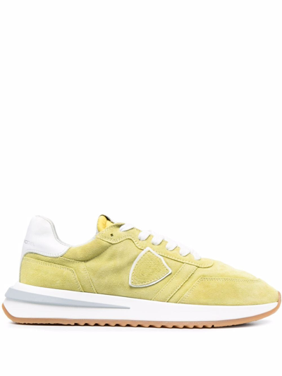 Philippe Model Paris Panelled Low-top Suede Sneakers In Yellow