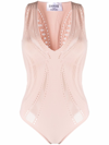 Wolford Ajouré Mesh-panel Body In Pink