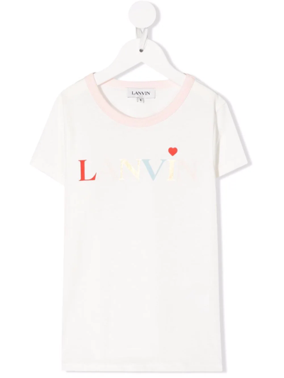 Lanvin Enfant Kids' Logo-print Organic Cotton T-shirt In White