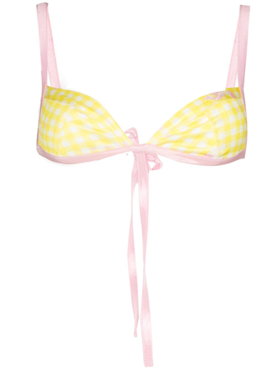 Poster Girl Meryl Gingham Bikini Top In Yellow