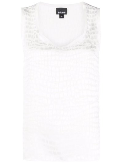 Just Cavalli Animal-print Tank Top In White