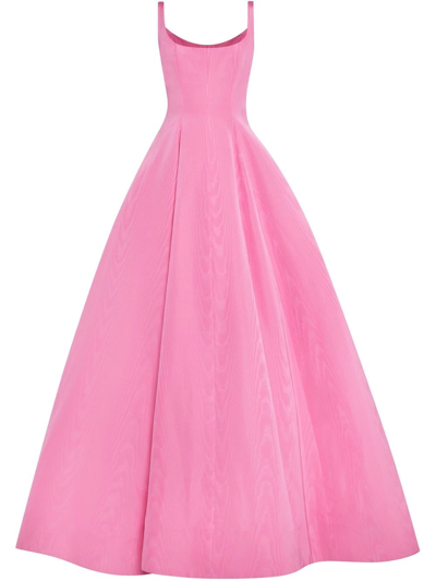 Oscar De La Renta Sleeveless Fit & Flare Moiré Faille Gown In Pink
