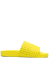 Bottega Veneta Embossed-check Sliders In Kiwi