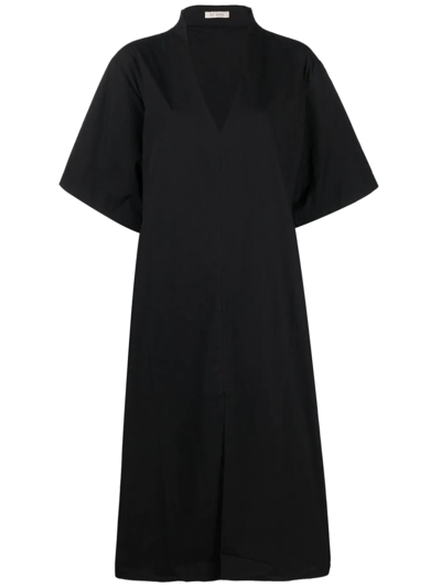 St. Agni V-neck Short-sleeved Shirtdress In Black