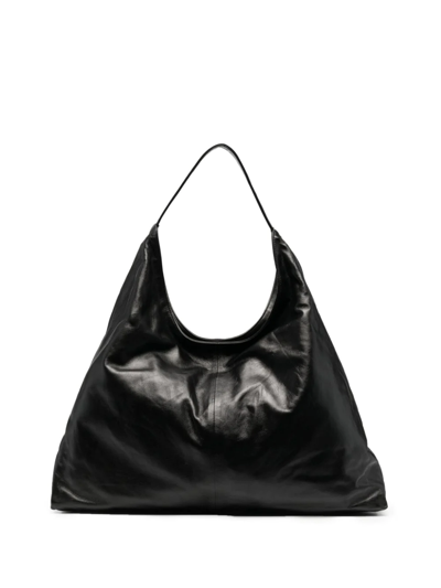 St Agni Oversized Leather Shoulder Bag In Black